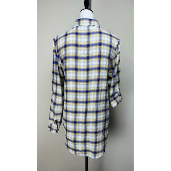 Women’s Plaid Flannel Button-Down LSU Tiger Shirt With Roll-Up Sleeves Sz M - Picture 8 of 14